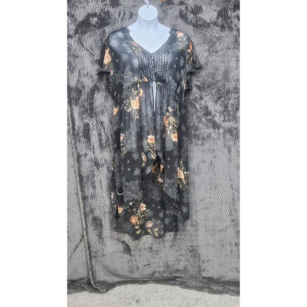 Torrid Swim Cover Womens 3X Floral Button Front Cardigan Beachy Coastal Cruise